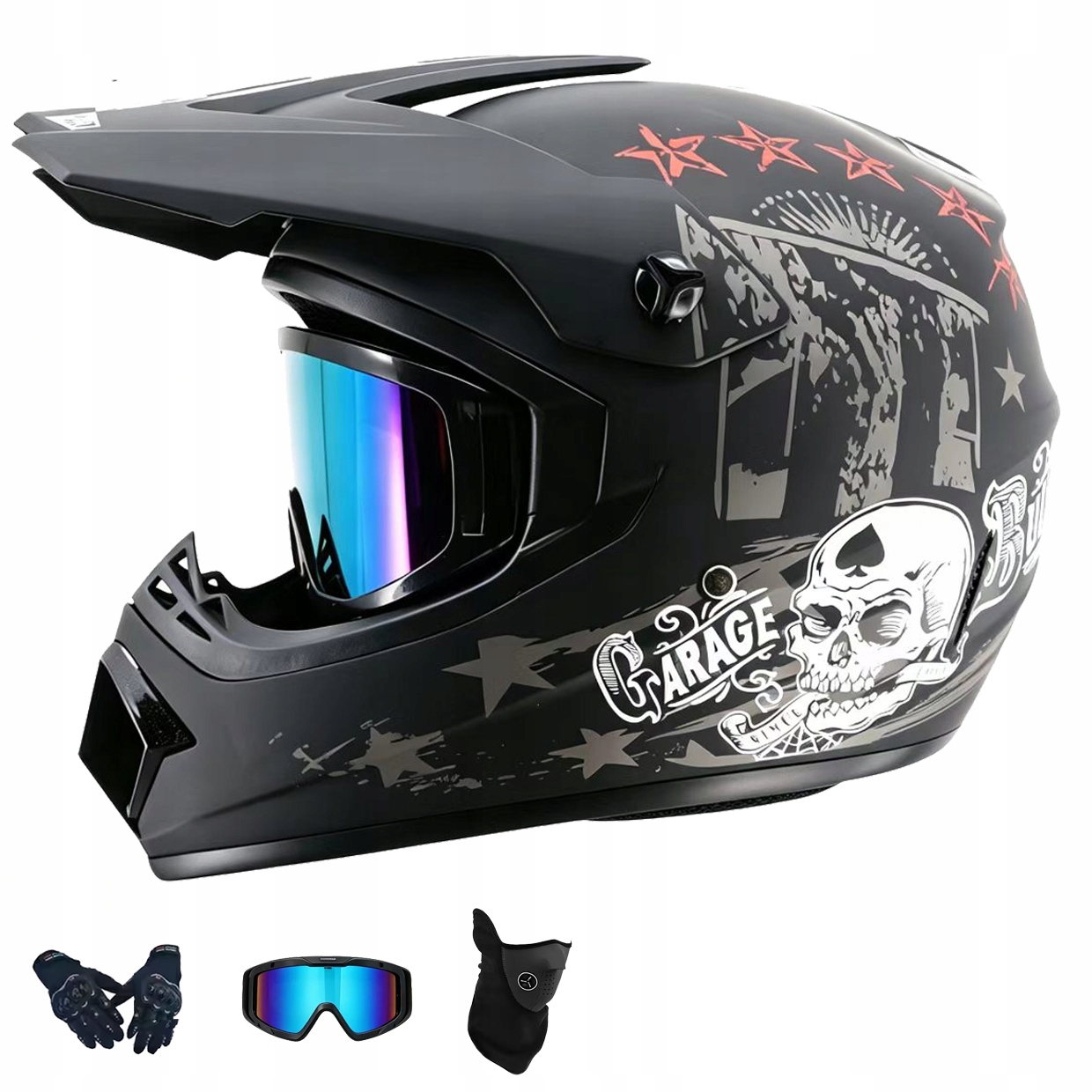 Helma Na Elektrickou Koloběžku Cross Enduro Quad Bmx Helma Brýle Rukavice S