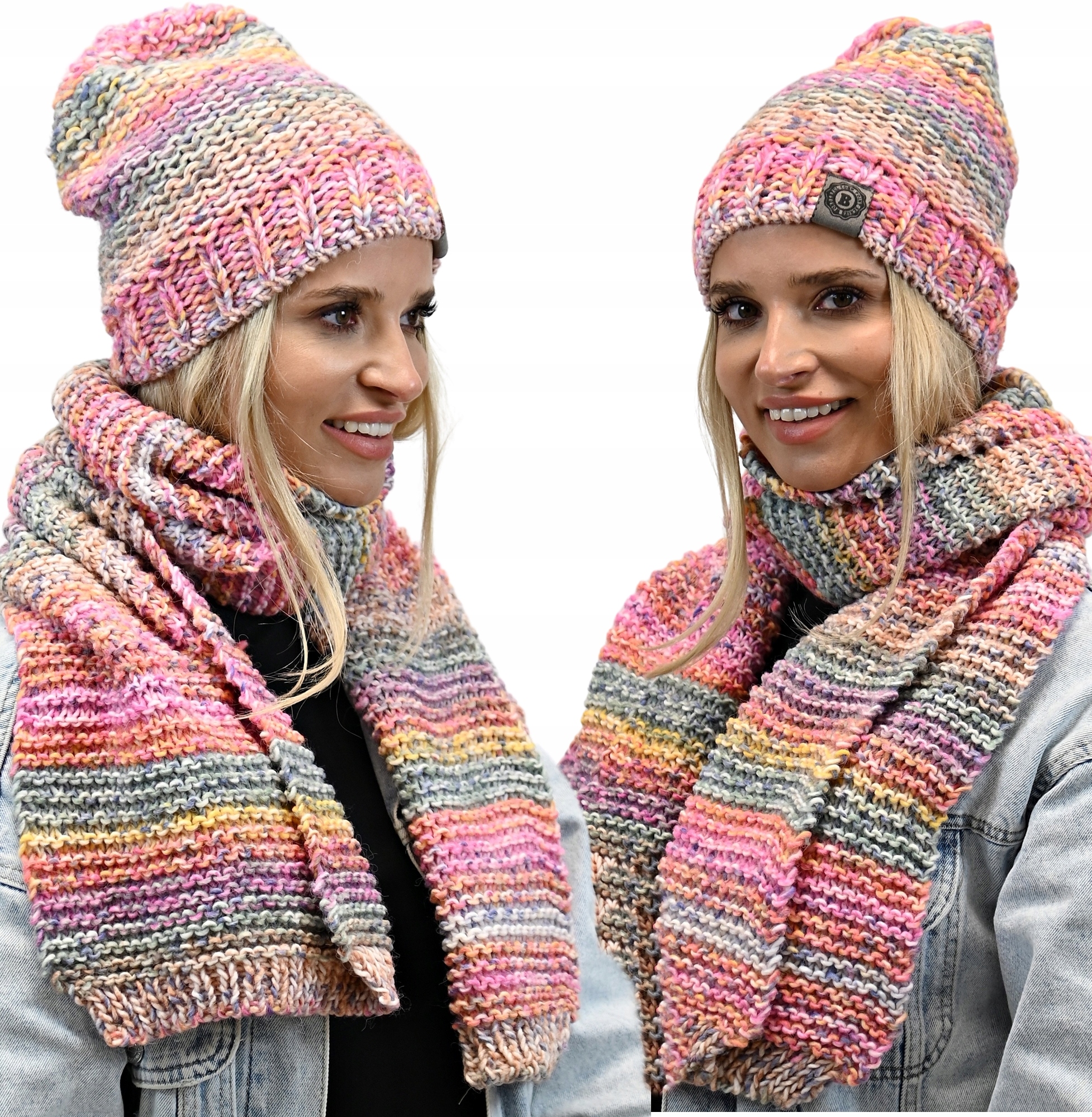 

Stylowy Komplet Damski Czapka Szalik Melanż