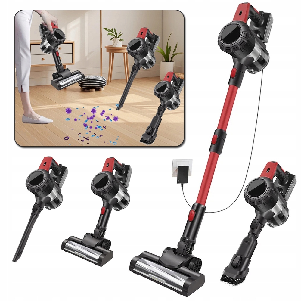 Bezprzewodowy Odkurzacz 6000 W, Odkurzacz Akumulatorowy Do Twardych Podłóg