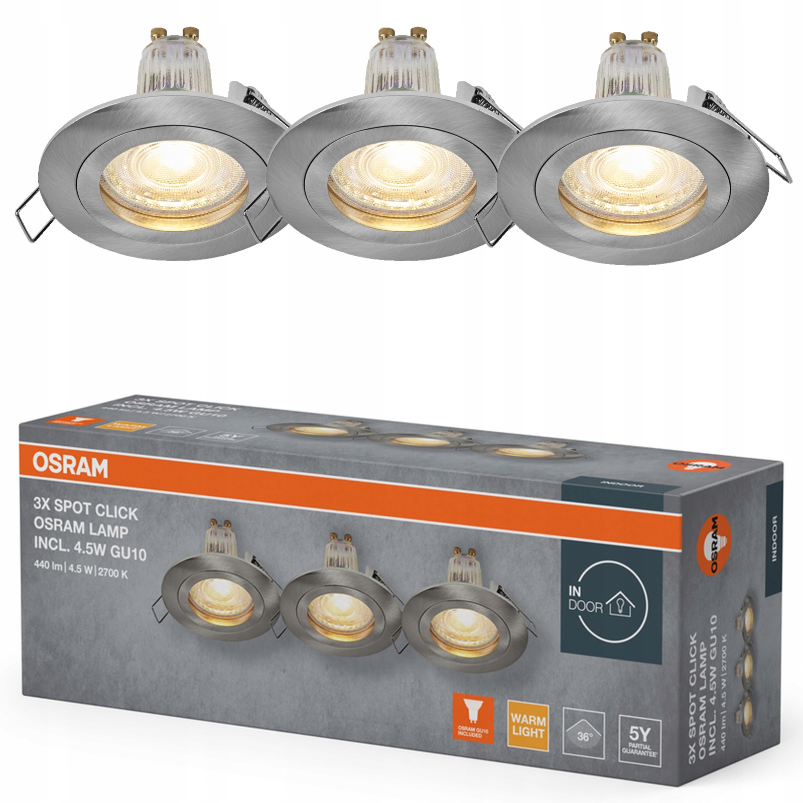 3x Stropní Led svítidlo Kulaté Stropní Svítidlo GU10 4.5W 400lm 2700K Osram