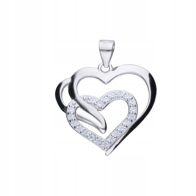 Přívěsek prolamované srdce stříbro 925 rhodiované zirkony 20x23 mm jako dárek