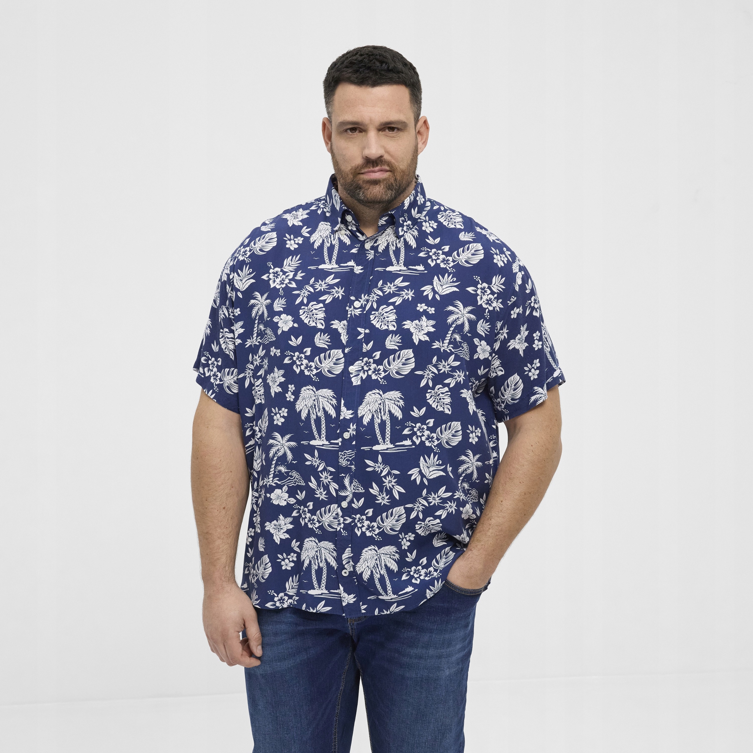 NORTH LATITUDE DUŻA KOSZULA HAWAJSKA DUŻE ROZMIARY GRANATOWA 5XL Rozmiar 5XL