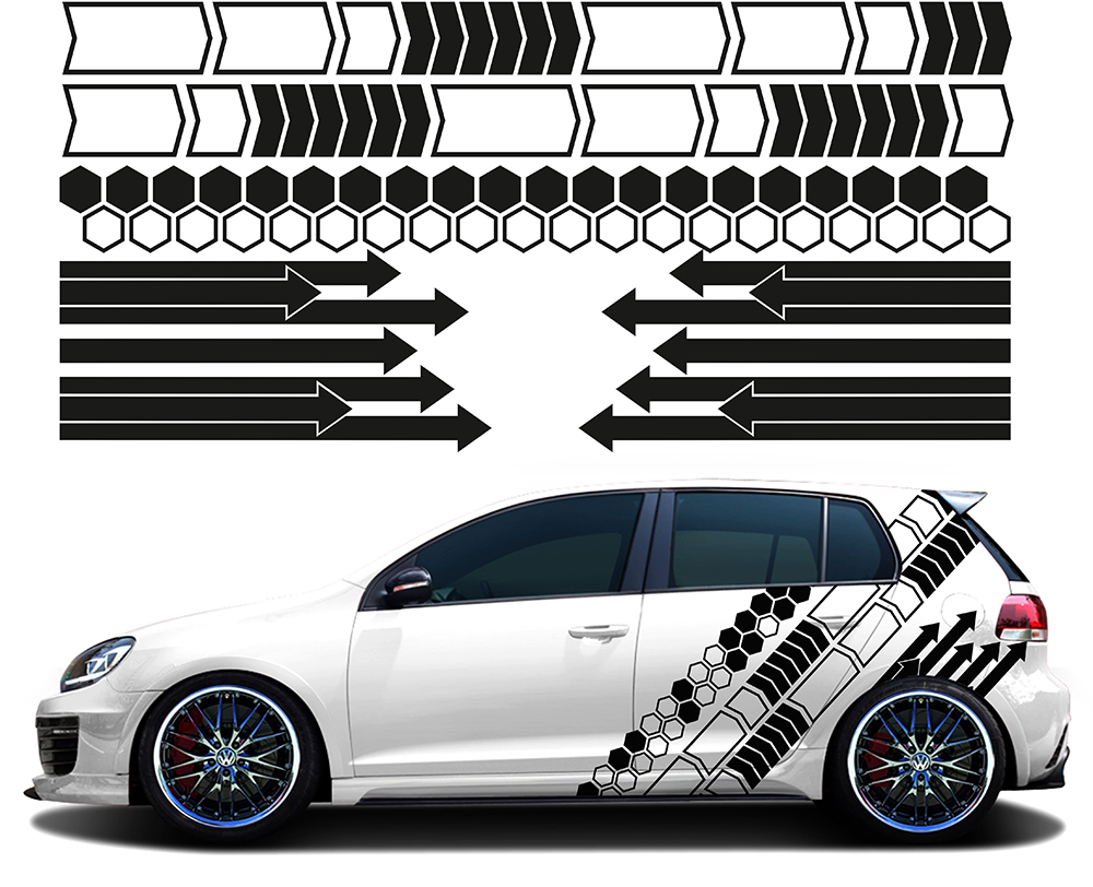 Samolepky na auto Motiv Grafiky 4 listy Barvy