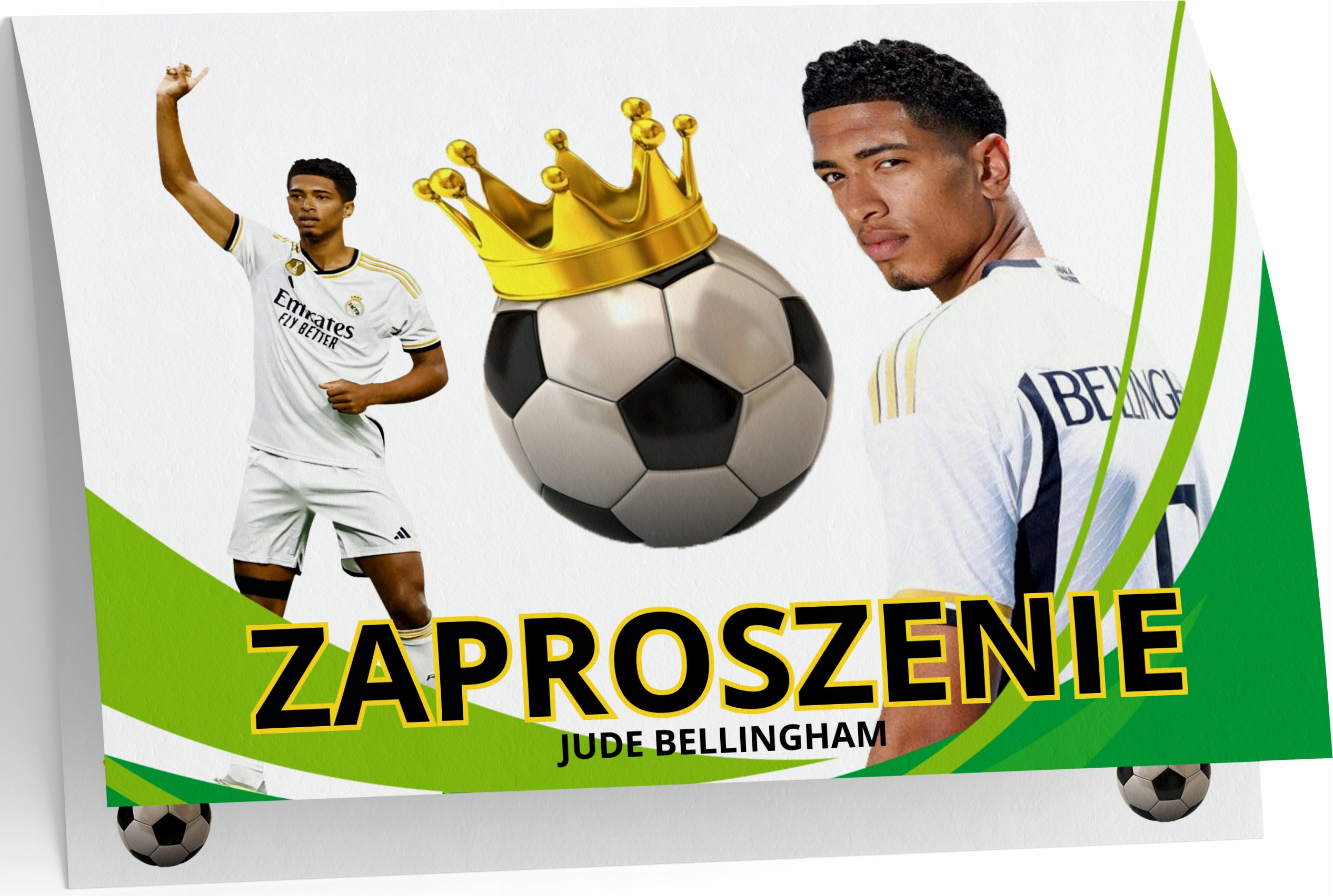 ZAPROSZENIE BELLINGHAM REAL MADRYT PIŁKARZE ZAPROSZANIA URODZINOWE 20x15 cm
