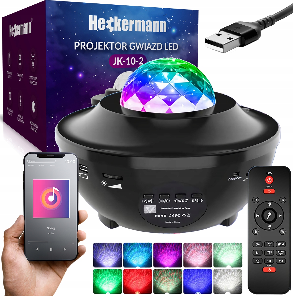 

Projektor Gwiazdy Głośnik Bluetooth Lampka +pilot