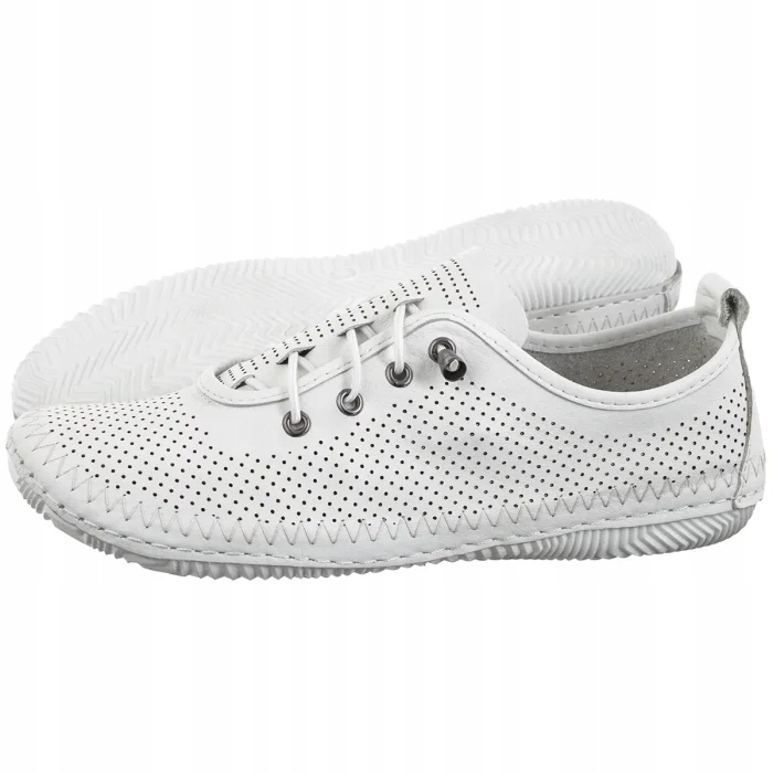 Dámské pohodlné kožené polobotky Artiker Bílé ažurové 54C0831