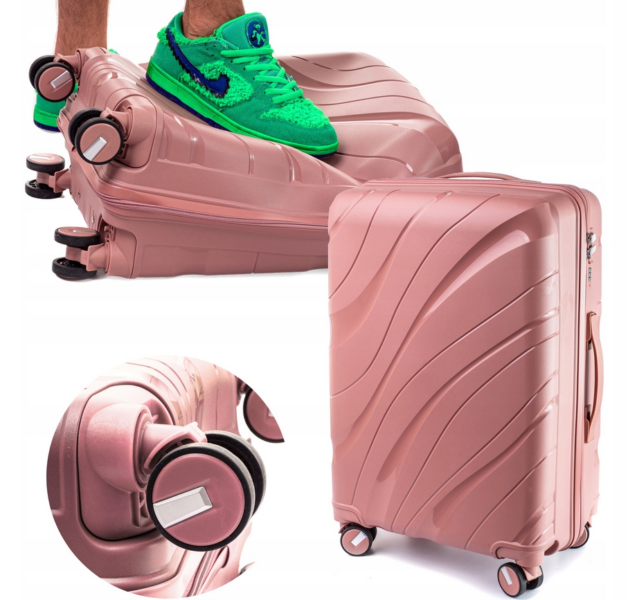 Walizka Średnia Twarda Bagaż Rejestrowany Polipropylen Zamek Tsa Rose Red