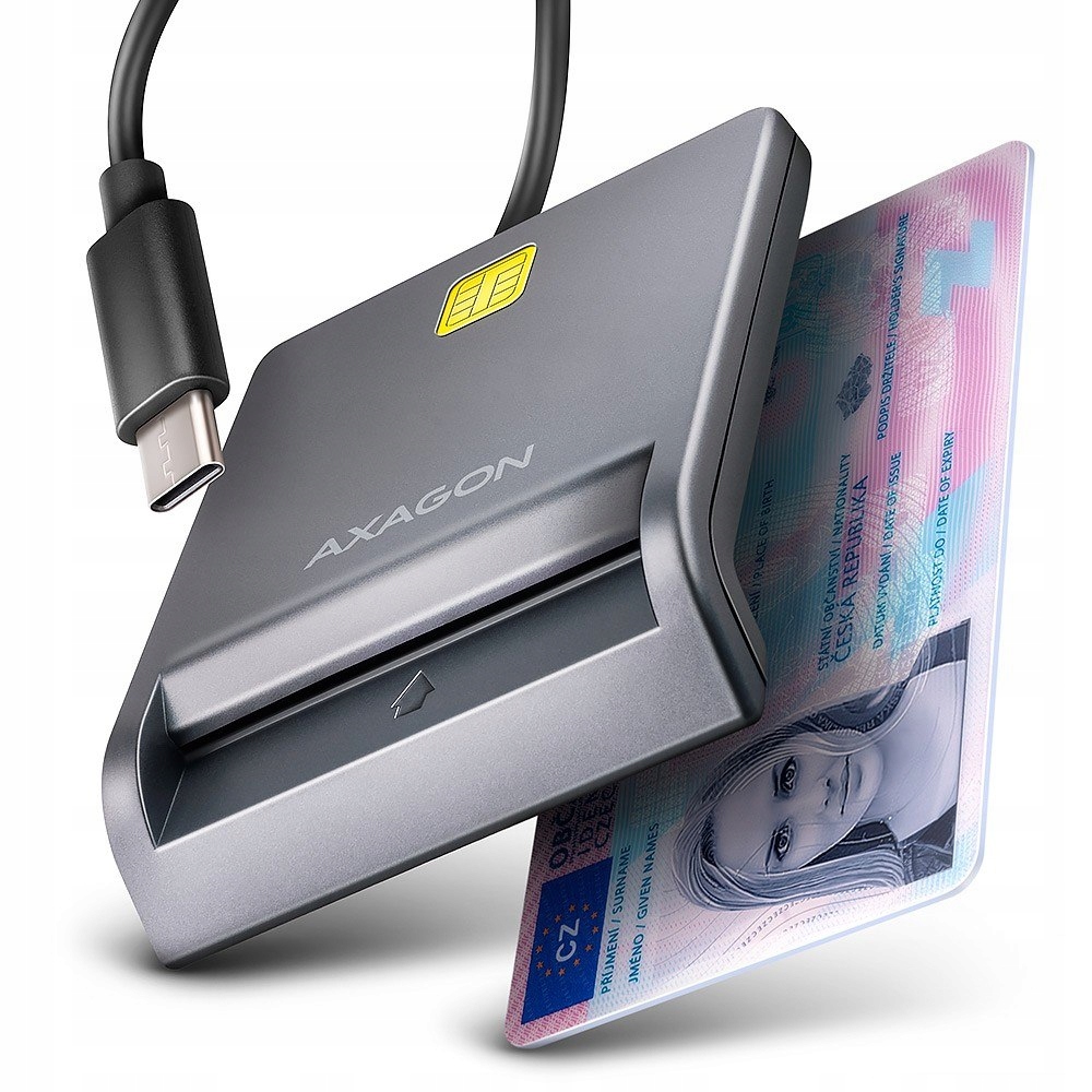 Axagon Czytnik kart identyfikacyjnych CRE-SM3TC Usb-c, 1.2m kabel