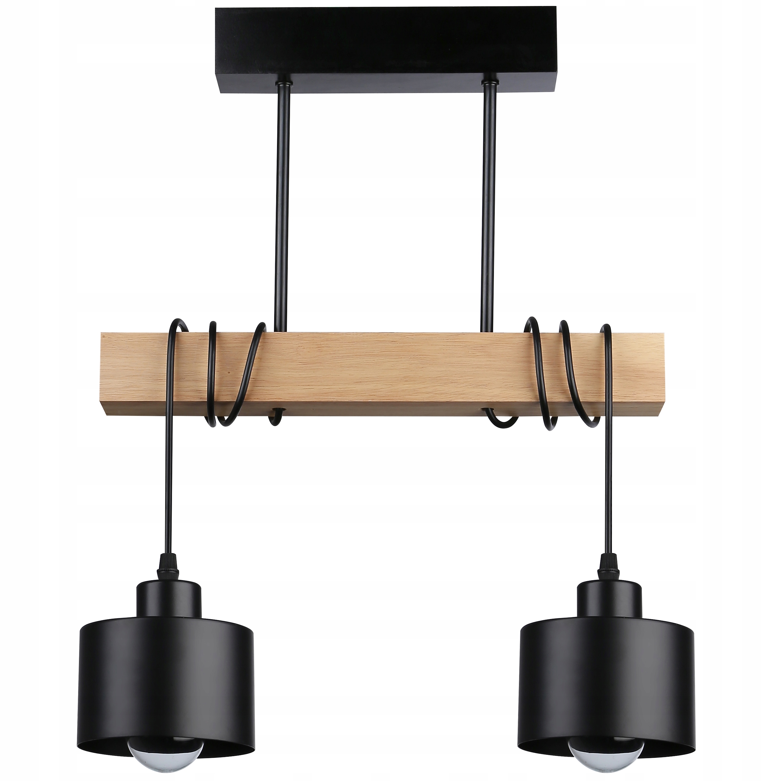 Lampa sufitowa oprawa wisząca Drewno żyrandol Led E27 Loft natynkowa czarna