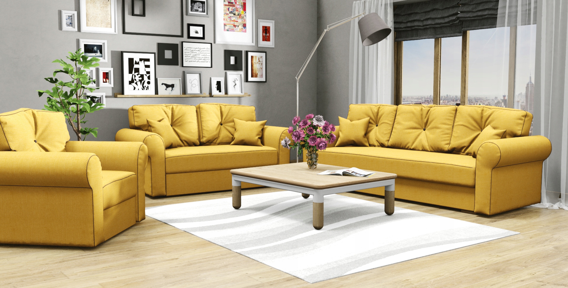 Komplet wypoczynkowy ERIC 3+2+1 kanapa sofa fotel Kolor korpusu inny kolor