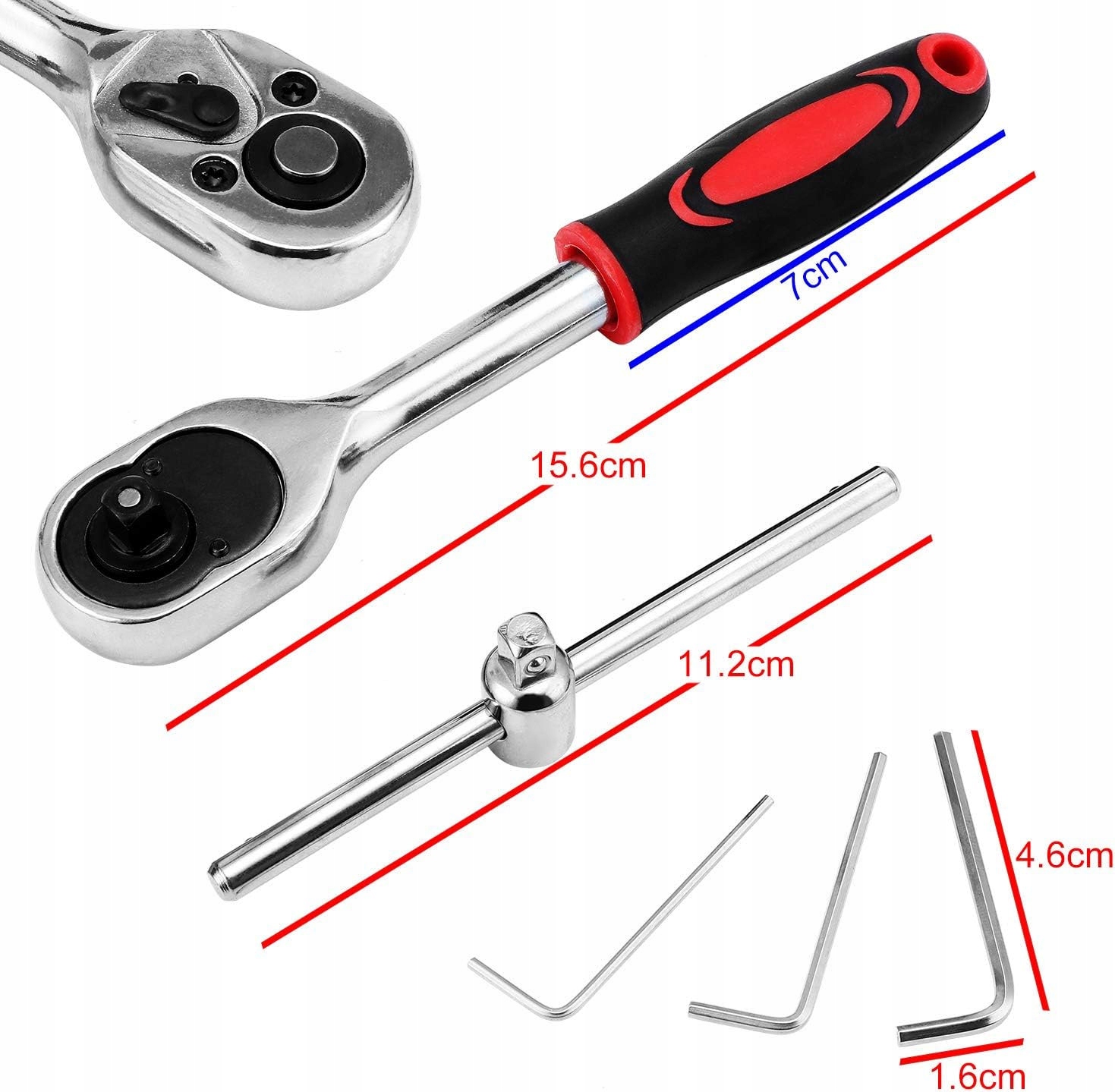 DUŻY ZESTAW KLUCZY NASADOWYCH NARZĘDZI KLUCZE NASADOWE 46 ELEMENTÓW TORX Waga produktu z opakowaniem jednostkowym 1.2 kg