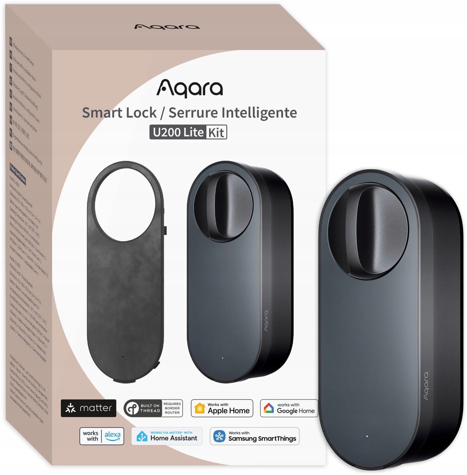 Aqara Smart Lock U200 Lite Čierny Inteligentný zámok dverí EL-D03D