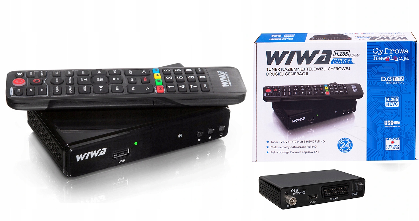 

Dekoder Tuner Wiwa Tv Naziemnej DVB-T2 H.265 Lite