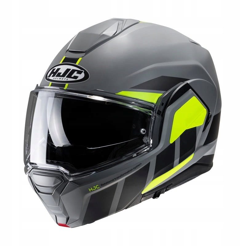 Motocyklová Prilba S Čeľusťami Hjc I100 Beis Šedá Žltá Grey Yellow