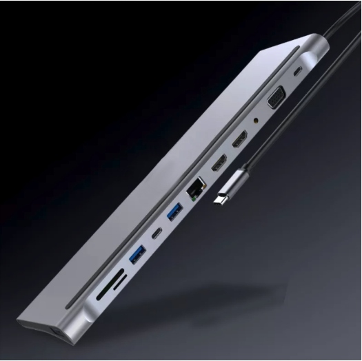 ADAPTER USB C HUB MACBOOK AIR PRO M1 M2 M3 2x HDMI USB SD VGA RJ45 12w1 PD Informacje o bezpieczeństwie CE