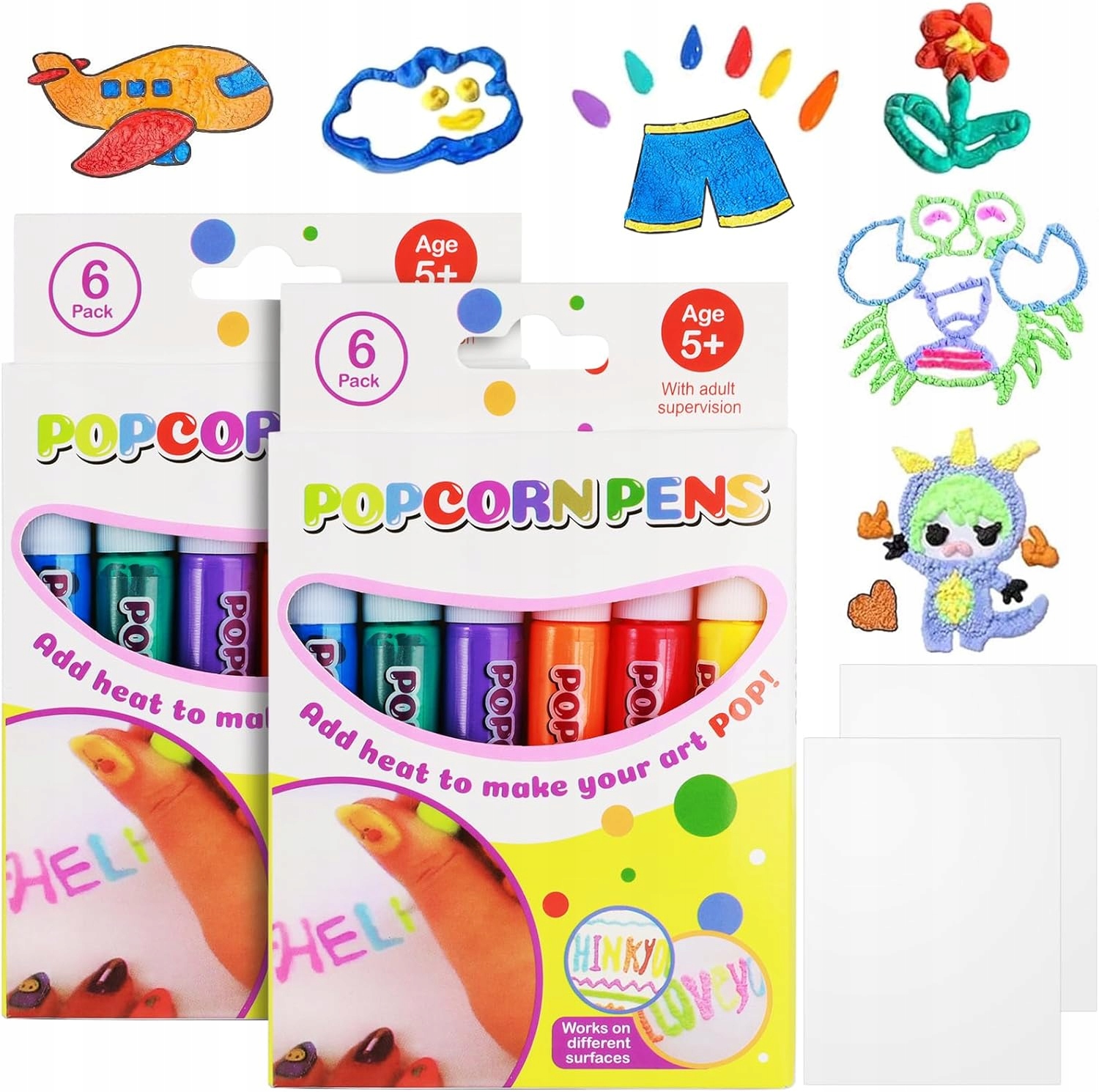 MAZAKI PISAKI 3D SUPER POPCORN PENS ROSNĄCE WYPUKŁE KOLOROWE DŁUGOPIS 3D