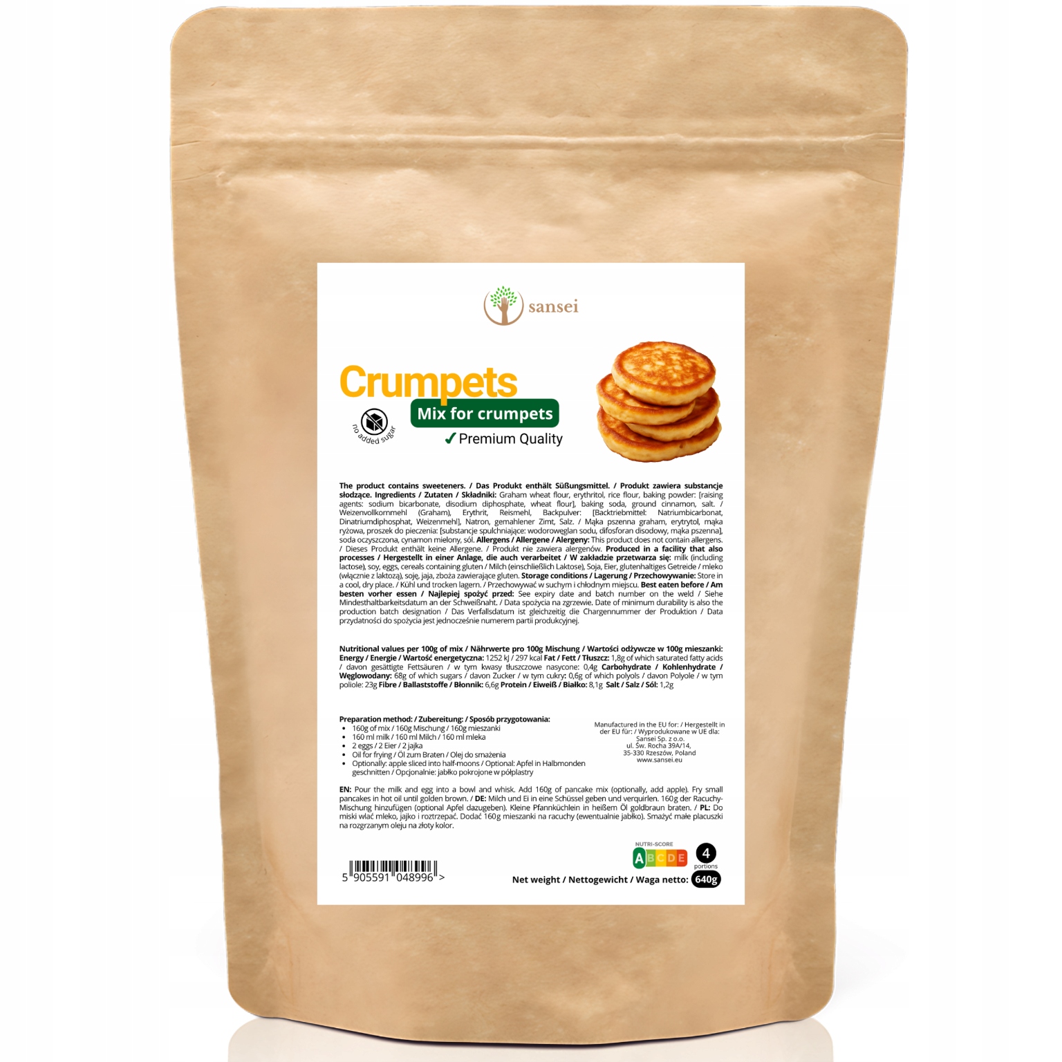 Levně 4X Racuchy Crumpets směs na pečení 640 g Zdravé složky Sansei