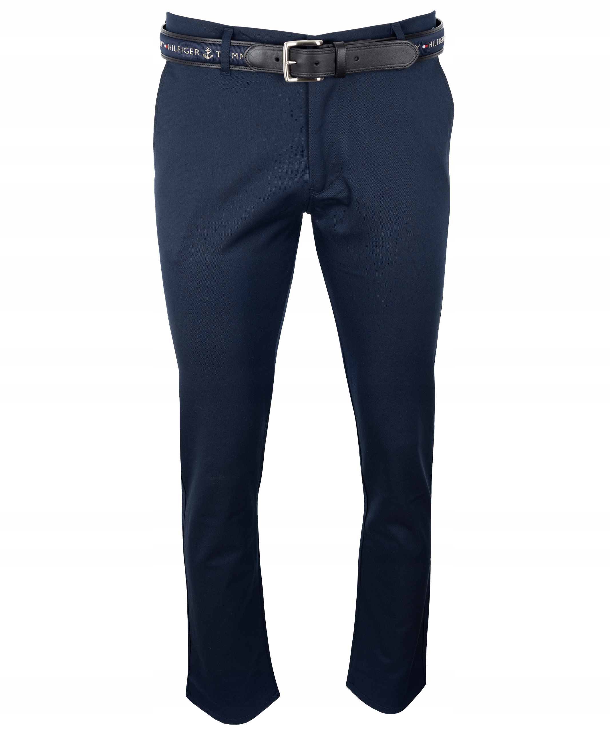 SPODNIE MATERIAŁOWE CHINOSY GRANAT PROSTE W38 98cm Odcień granatowy