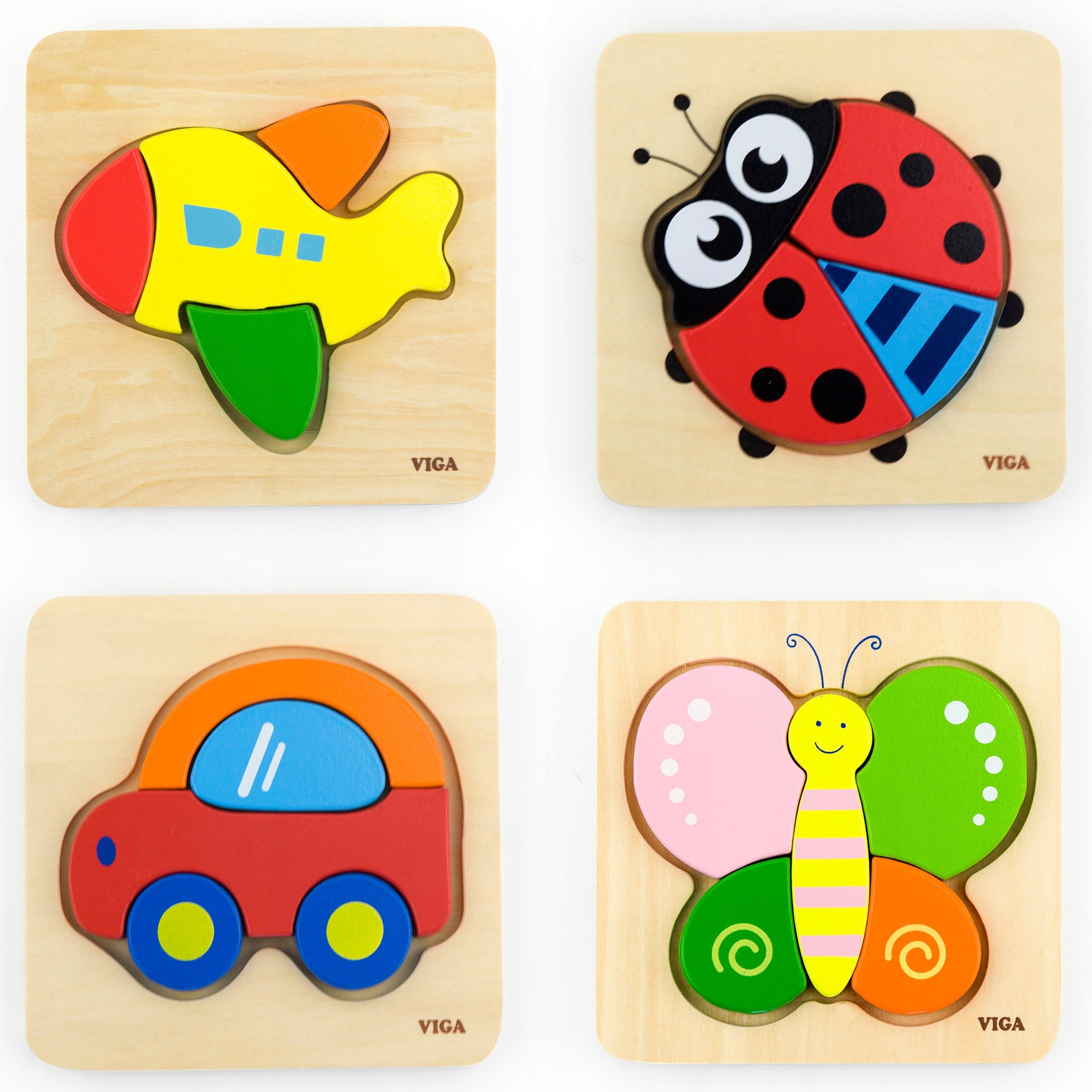 VIGA DREWNIANA UKŁADANKA PIERWSZE PUZZLE SAMOCHODY Marka Viga