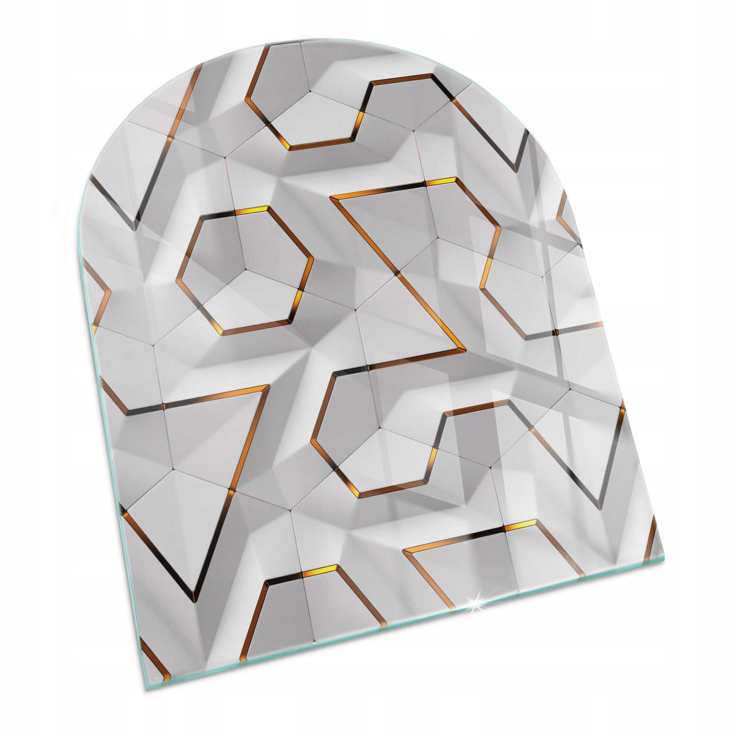 Sklenená podložka pod krb so vzorom 80x70 cm Geometrický 3D vzor