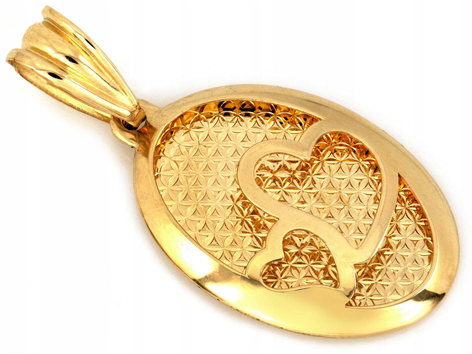 Zlatý přívěsek 585 s srdíčky pod gravírování 0.99 g oválný jako dárek, módní vzor