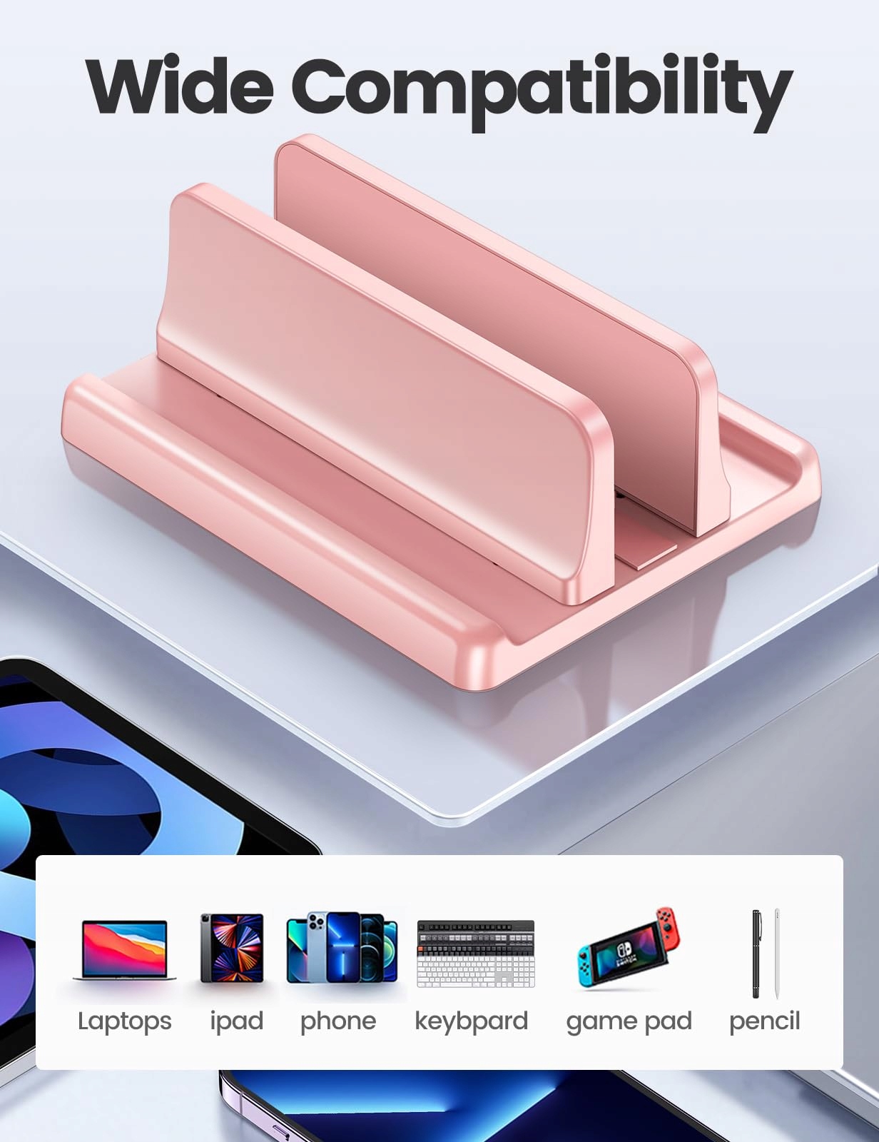 VAYDEER Stojak Na Laptop 3w1 Kompatybilny Z MacBook iPad Do 17 Cal Różowy — miniatura 5