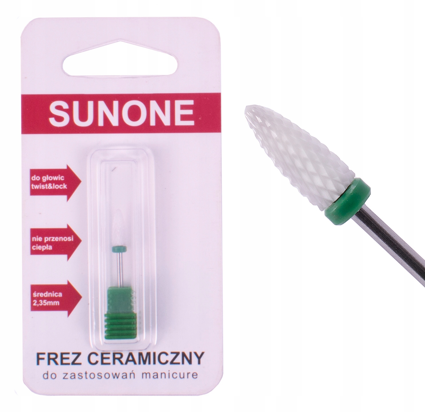 SUNONE Frez do paznokci Ceramiczny Stożek Mocny