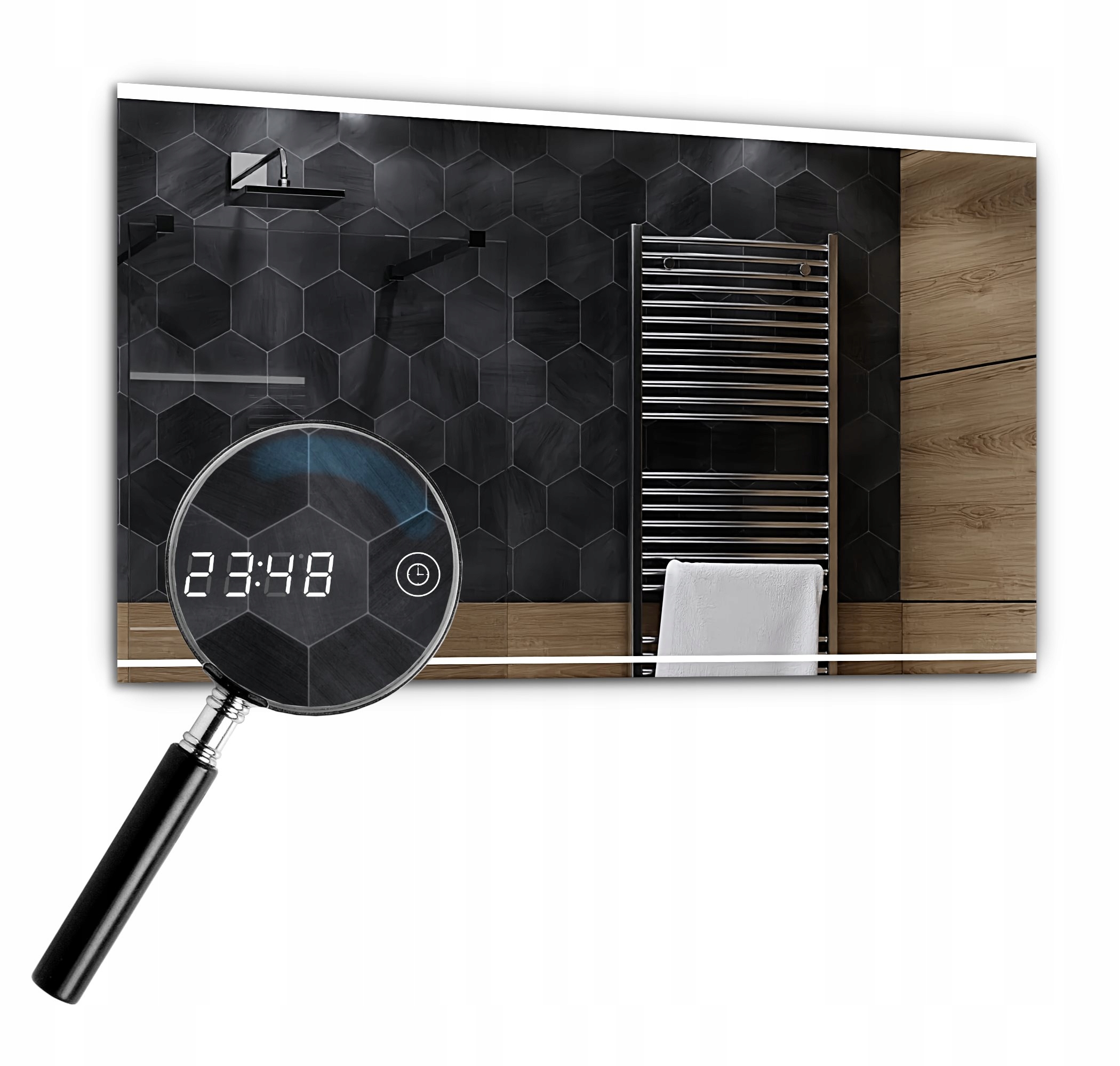 Led zrkadlo 110 x 70 cm Led dotykové hodinky Seoul