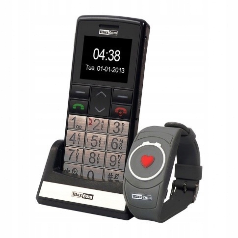 Maxcom MM715BB független idősgondozó telefon Sos karpereccel,nagygombokkal