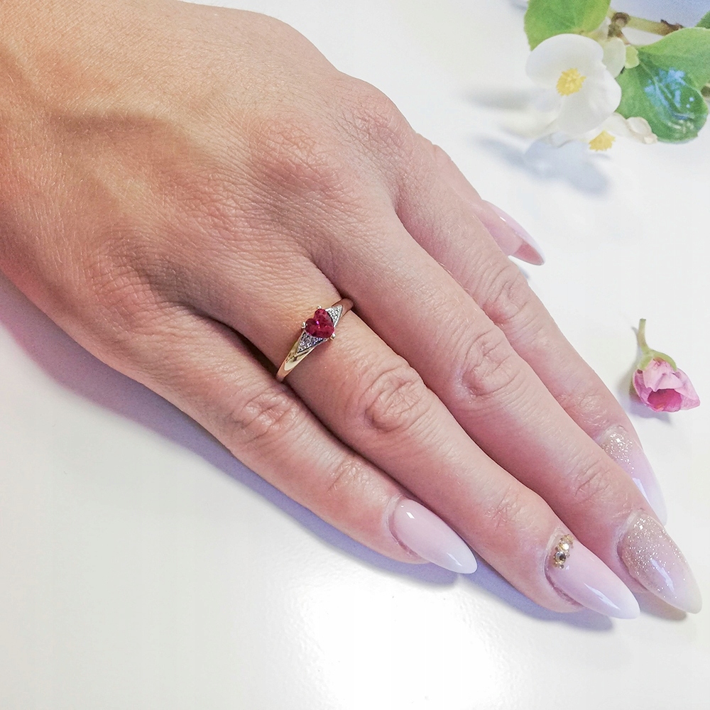 ZŁOTY PIERŚCIONEK ZARĘCZYNOWY SERCE RUBIN PR. 585 Rozmiar/Średnica wew. (mm) na wymiar