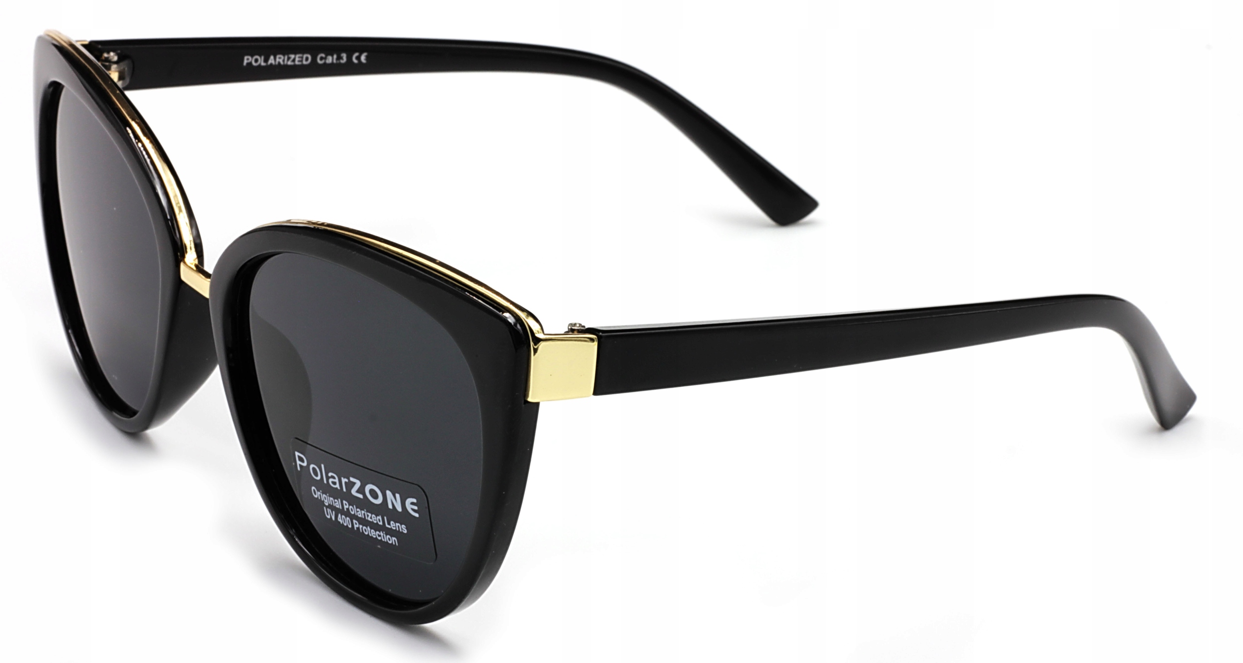 OKULARY PRZECIWSŁONECZNE DAMSKIE POLARYZACYJNE filtr UV 400 modne kocie Model DPZ818-1-CZARNE Z POLARYZACJĄ