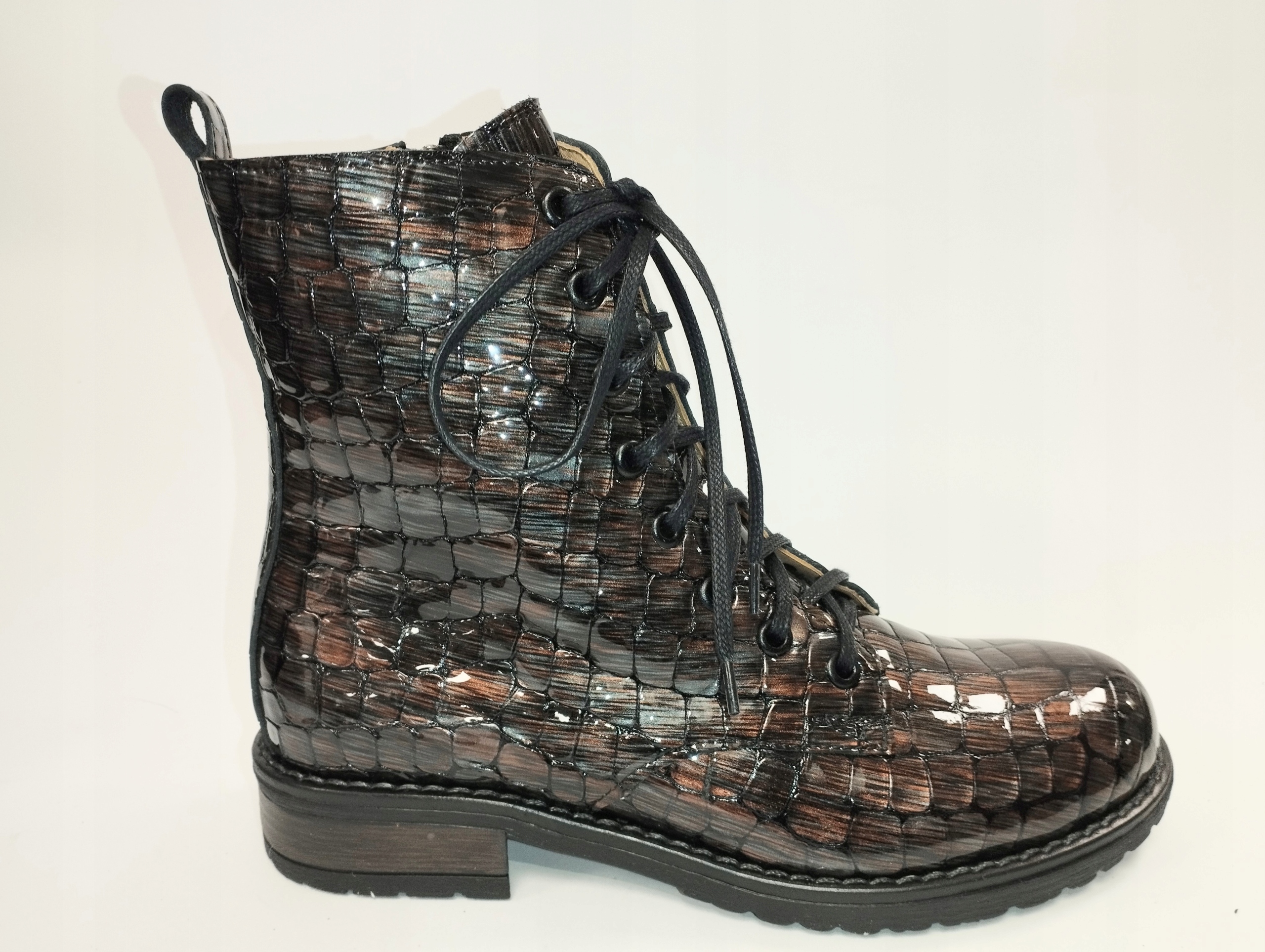 Kotníkové Kotníkové Boty Andy-tango, hnědá lakovaná kůže, vel. 38