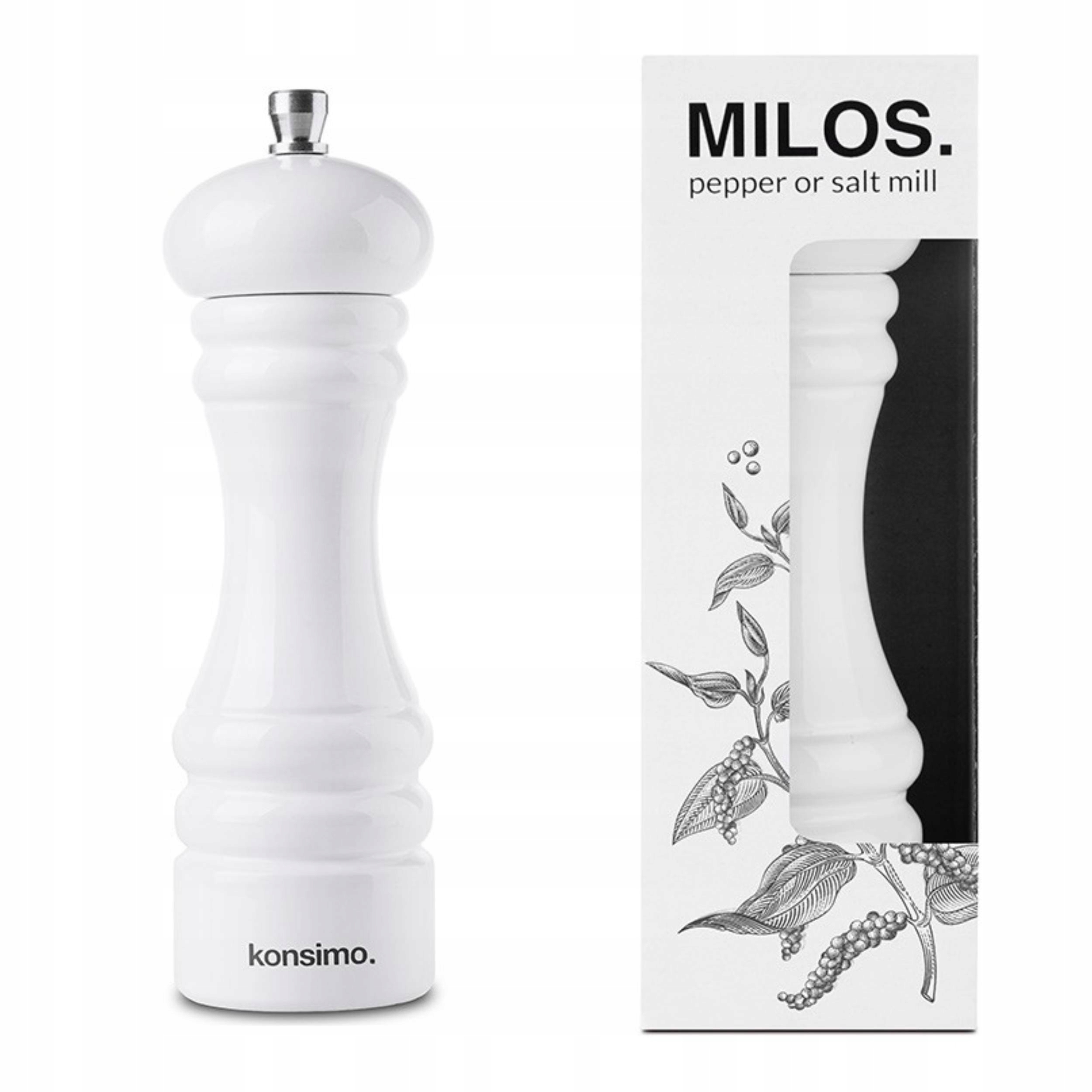 MŁYNEK RĘCZNY do pieprzu i soli DREWNIANY KONSIMO
