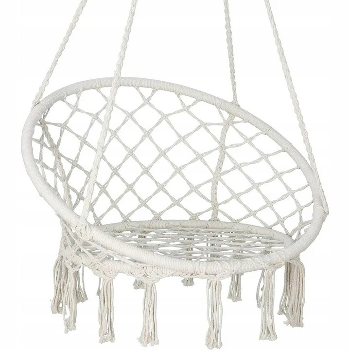 HUŚTAWKA BOCIANIE GNIAZDO Z PODUSZKĄ XXL ZESTAW OGRODOWY BEŻOWY BOHO 120CM Szerokość produktu 79 cm