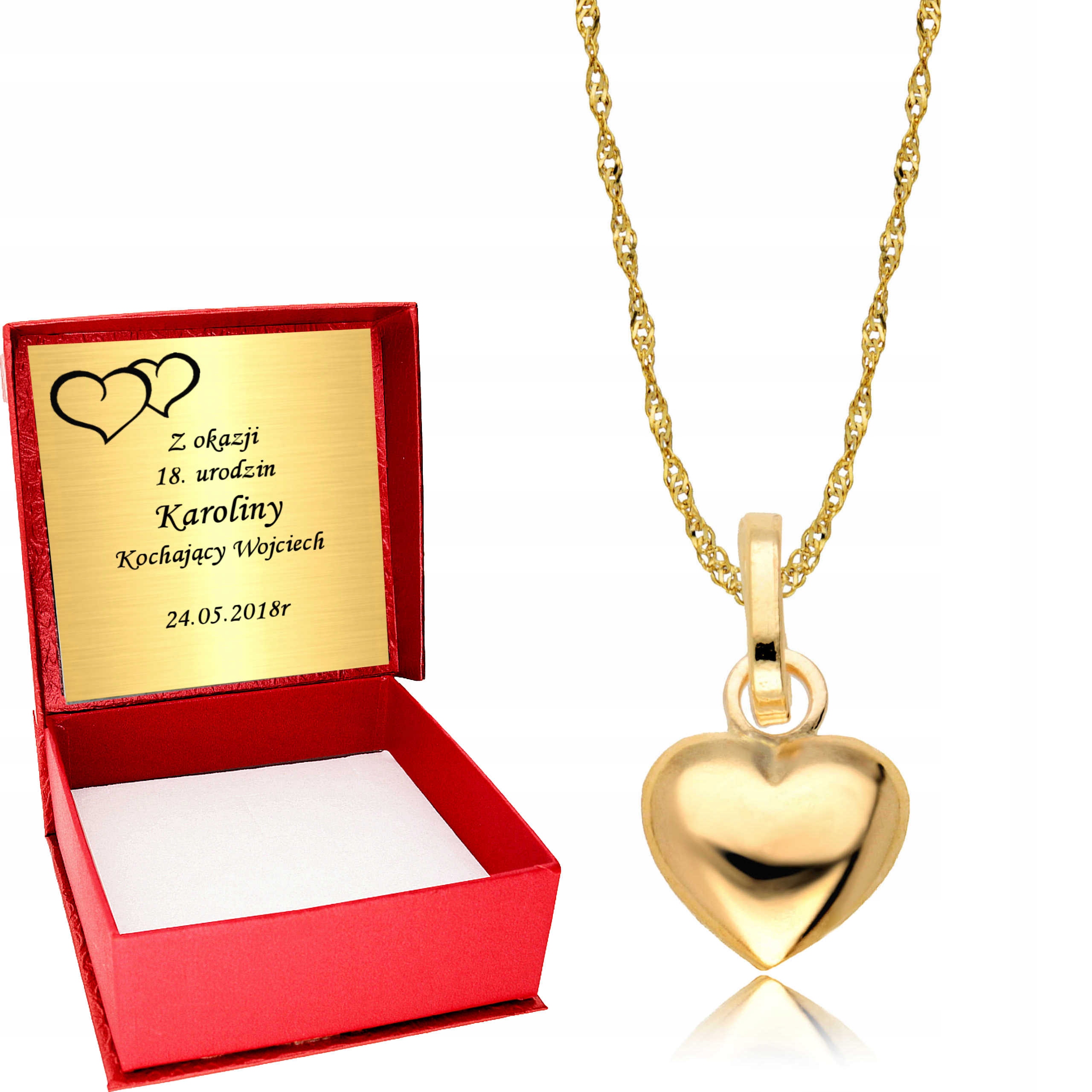 

Euforia Złoty Łańcuszek 585 Serce Połówka Grawer