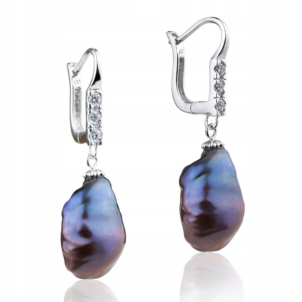 Noblesní Stříbrné Náušnice S Velkou Perlou Typu Baroko