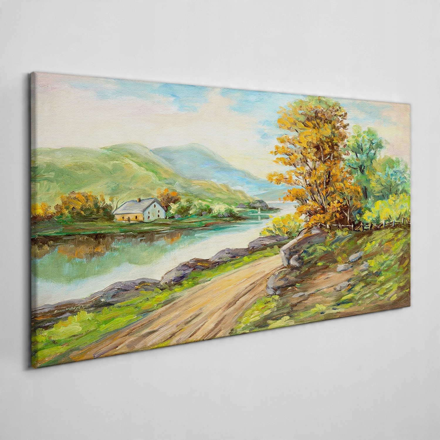 

Płótno obraz na ścianę Wieś drzewa rzeka 140x70 cm