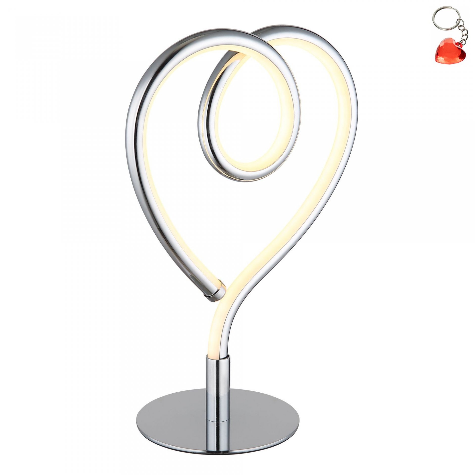 Dekorativní stolní lampa srdce jako dárek Led chrom 6W Amore 28054C Globo