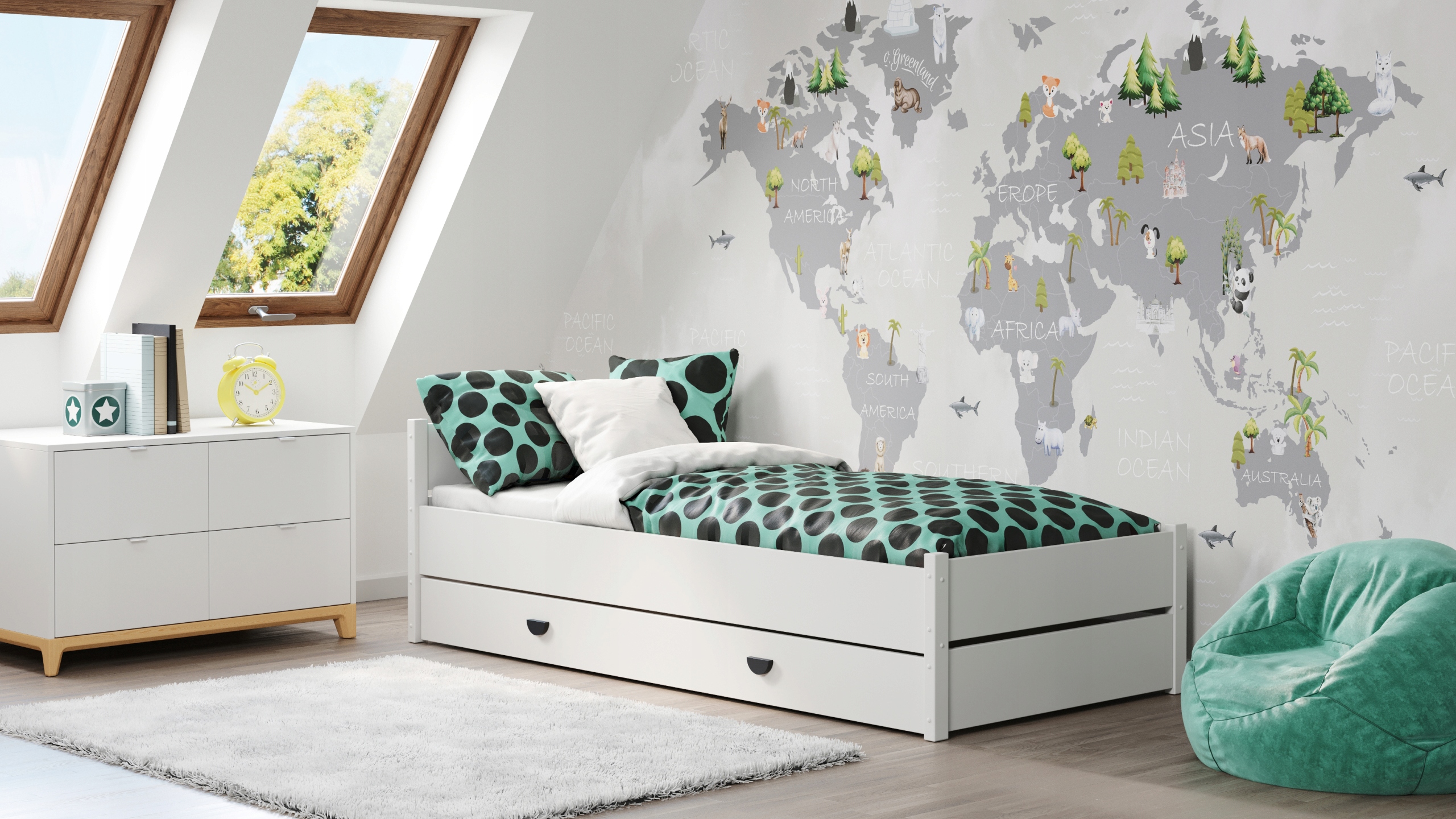 

Łóżko młodzieżowe 90x200 stelaż, materac Marcel