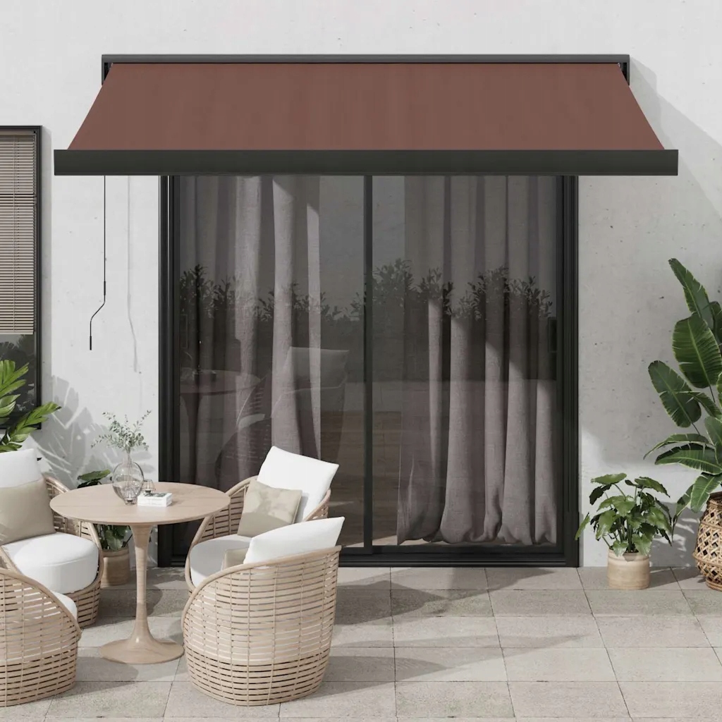 vidaXL Automatická zatahovací markýza hnědá 350 x 250 cm
