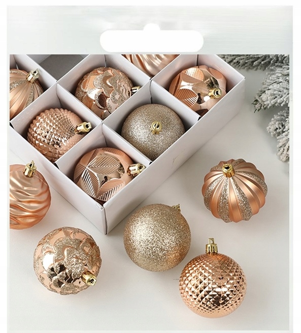 

Komplet bombek choinkowych Bombki 12szt Rose Gold