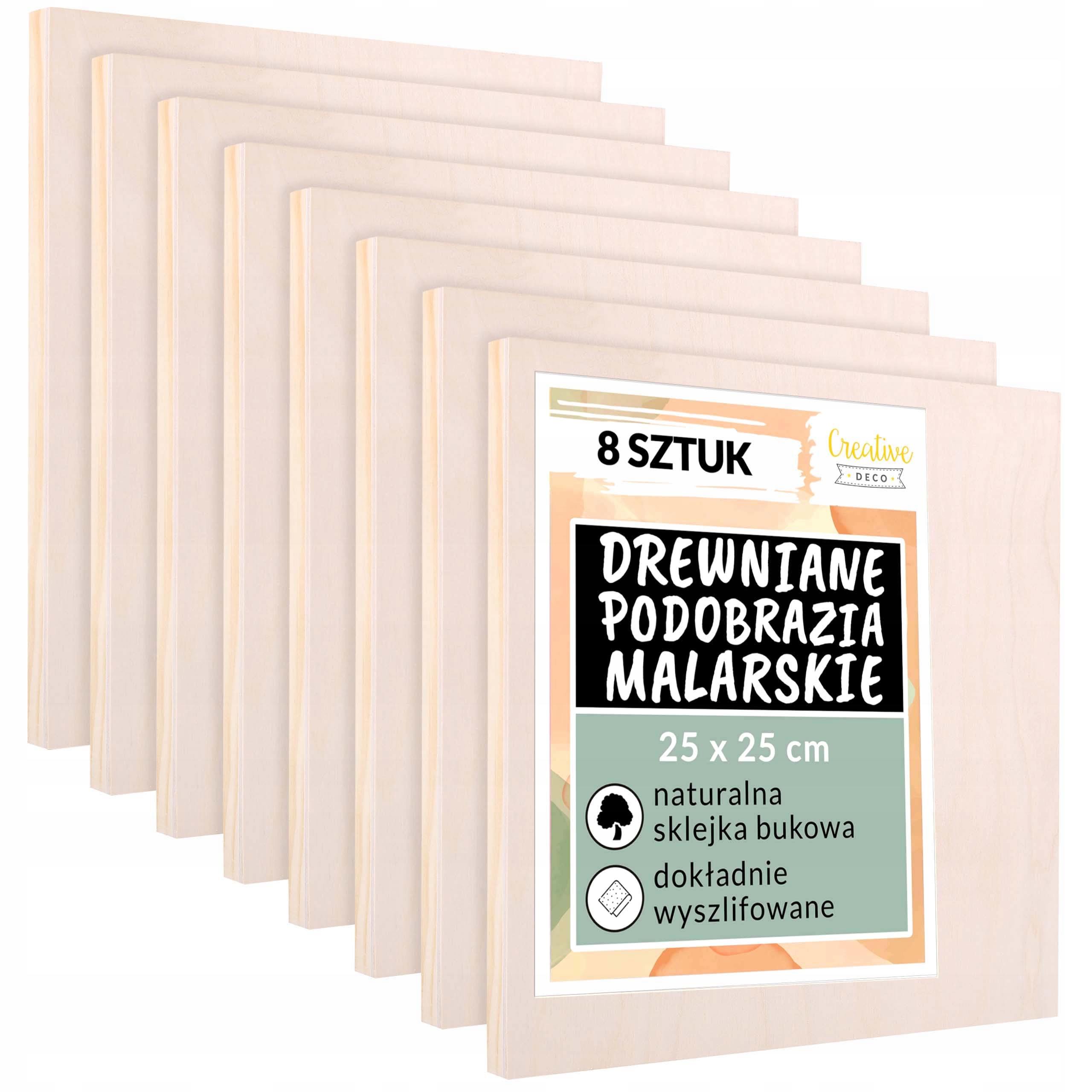 Malířské Plátno dřevěná tabule malířské plátno k dekoraci 25x25 cm 8 ks