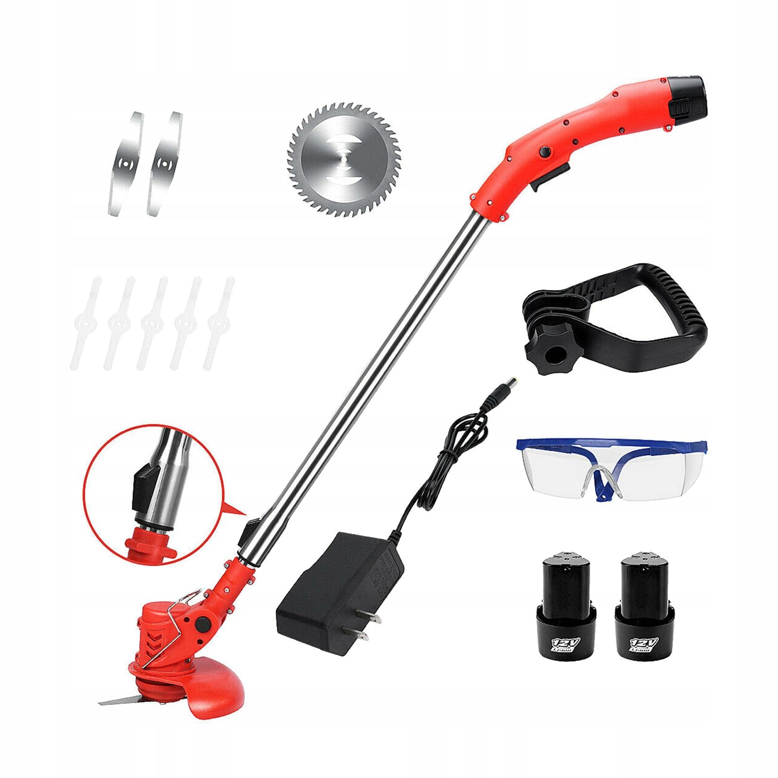 amleso Cordless Grass String Trimmer Adjustable Handle Brush Cutter 12V Marka bez marki