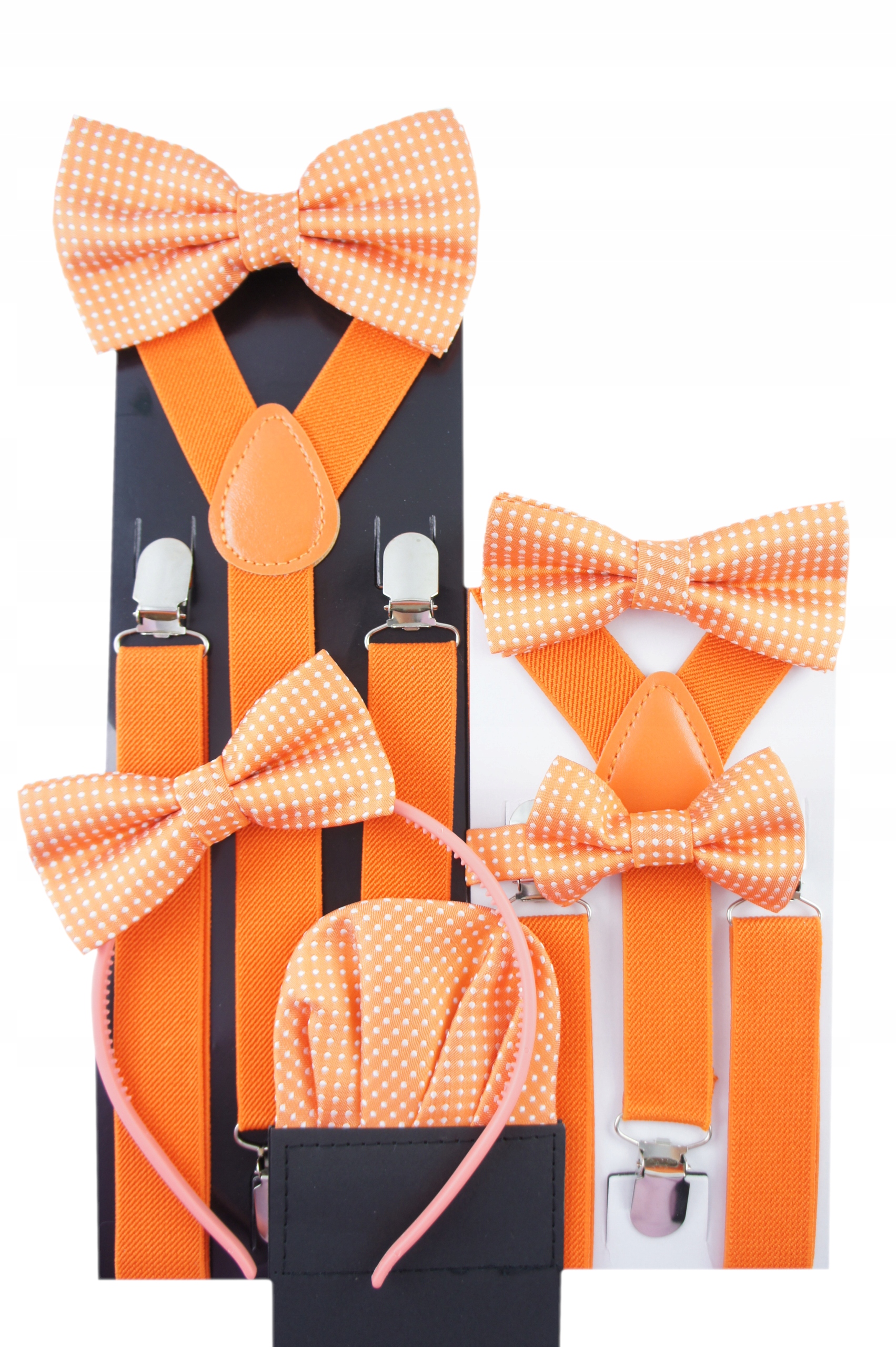 Szelki i mucha męskie WZORY DO WYBORU POMARAŃCZOWE Wzór dominujący bez wzoru