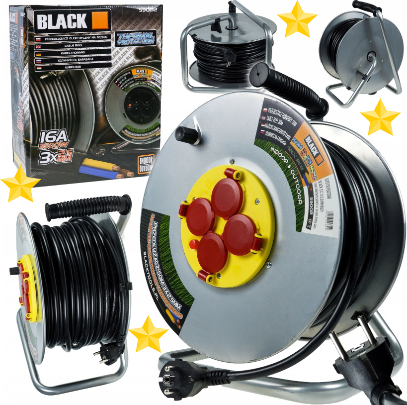 PRZEDŁUŻACZ BĘBNOWY 25m 3x2,5 NA BĘBNIE BUDOWLANY