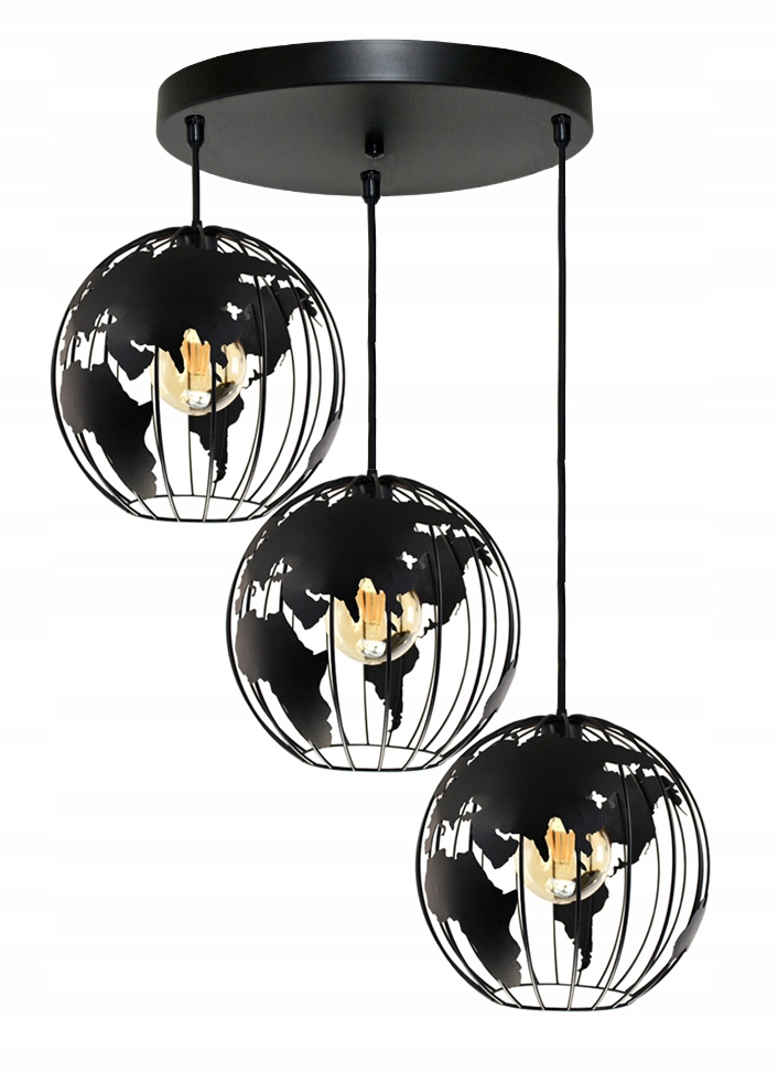 Luster Stropná Závesná Lampa Glóbus 3 Čierne Lampy Lustre Do Obývačky