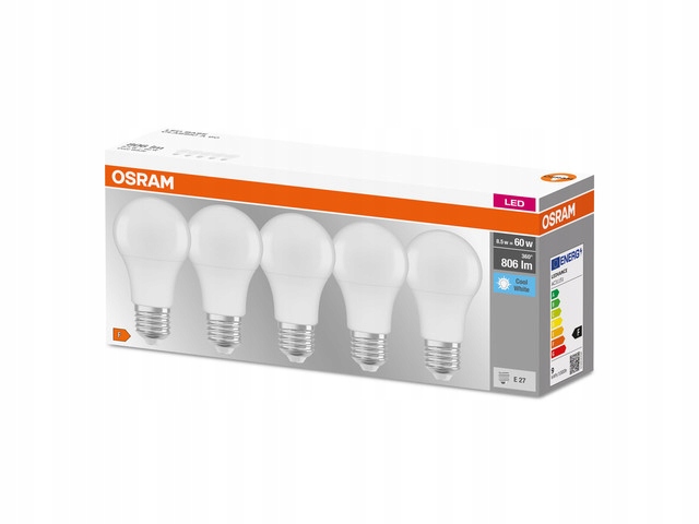 

Osram 5x żarówka Led E27 8,5W 60W 806lm 4000K