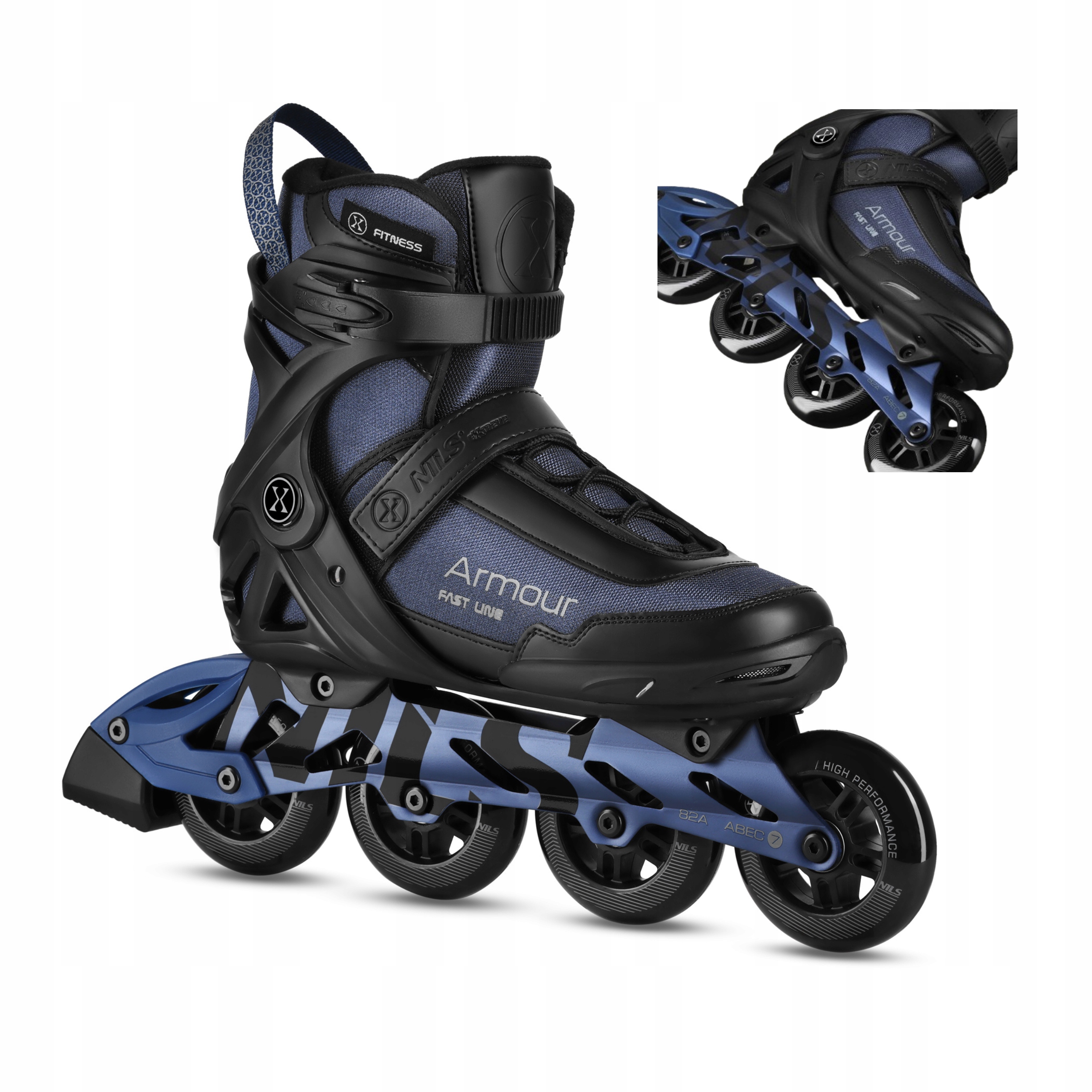 Brusle 2v1 pro rekreační bruslení, tmavě modré, 90 mm, fitness, 44 Nils Extreme
