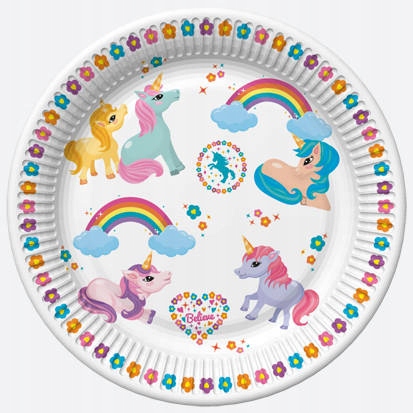 

Talerzyki Jednorożce Tęcza Kwiaty Unicorn 18 CM