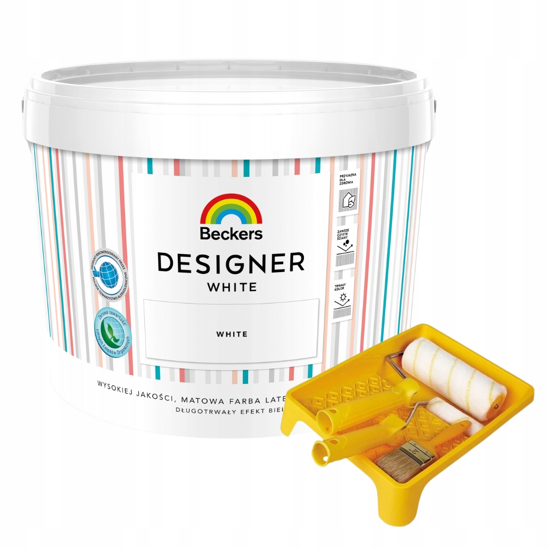 Sada Beckers Designer White 10 L Biela Latexová Farba+kuveta Štetec Valček